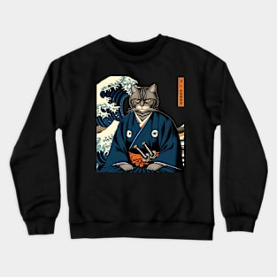 Vaporwave Cat Samurai Crewneck Sweatshirt